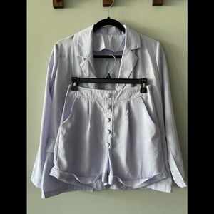 Lavender purple blazer and shorts set